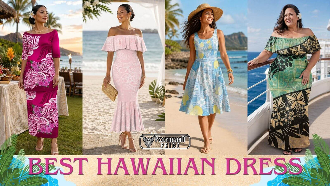 Women wearing Hawaiian dresses in different tropical styles
