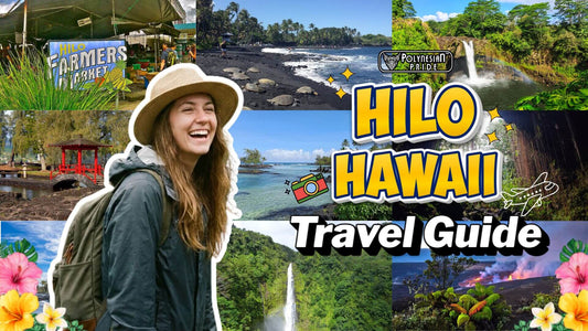 Backpacker exploring Hilo Hawaii surrounded by waterfalls, black sand beaches, volcano views, and local markets on the Big Island