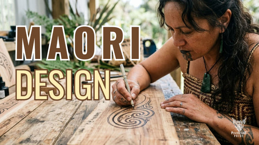 Māori artist drawing a traditional-inspired design on wood