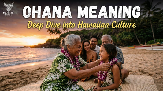 Native Hawaiian family across three generations sharing a joyful moment on a Hawaiian beach at sunset
