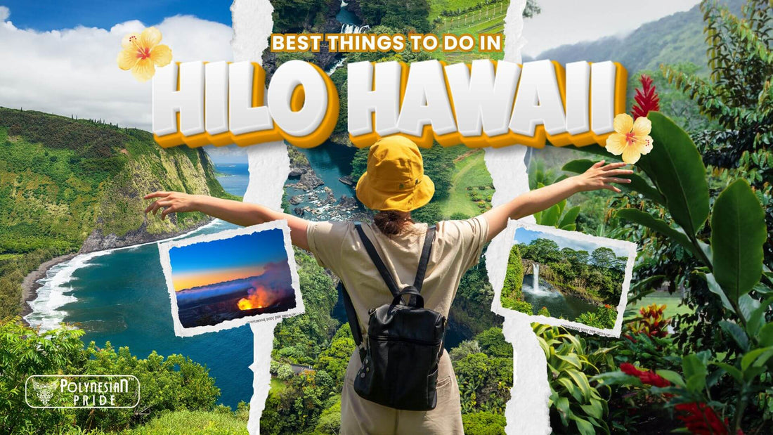 Traveler overlooking lush Hilo landscapes with waterfalls, rainforest valleys, and volcanic scenery on the Big Island of Hawaii