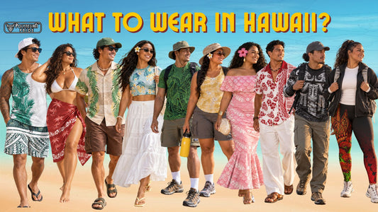 Polynesian men and women wearing Hawaii outfits