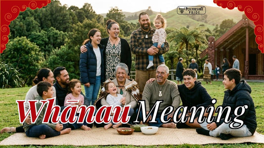 Multi-generational Māori family gathering outside a marae